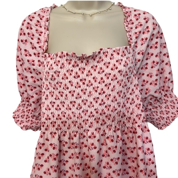 NWT Hill House Home Athena Nap Dress in Pink Spaced Floral Poly Crepe - Picture 4 of 7